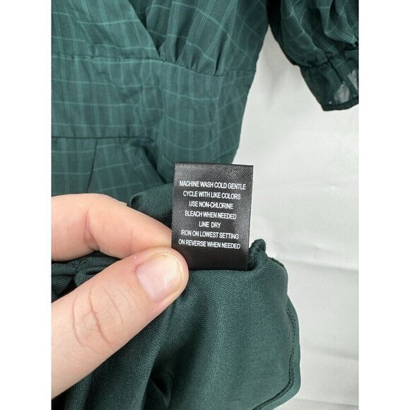 Trixxi Dress Women Medium Green Pine Short Sleeve Belt Preppy Fairycore Festival - Picture 5 of 13